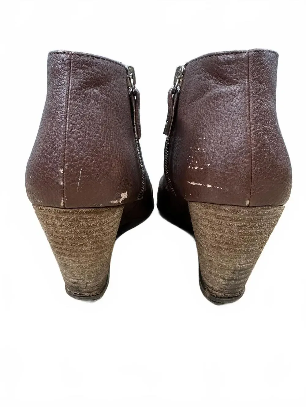 Dr. Scholls Brown Leather Wedge Ankle Boots‎